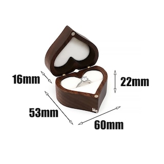 Foto 3 | Caja para Anillo Belug Corazón de Madera Nogal