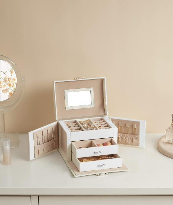 Foto 2 | Xtellar Joyero Premium De 3 Niveles, Organizador De Joyas Portátil Con Espejo Y Cerradura, Ideal Para Viajes Y Salir