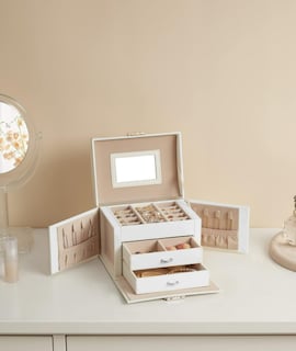 Foto 2 | Xtellar Joyero Premium De 3 Niveles, Organizador De Joyas Portátil Con Espejo Y Cerradura, Ideal Para Viajes Y Salir