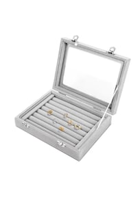 Foto 1 | Caja De Joyería Pulseras Anillos Portátil Organizador Joyas Color Gris
