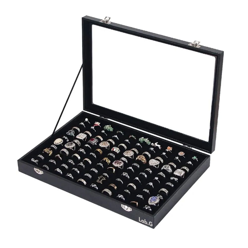 Foto 1 | Bandeja Organizador Anillos De Terciopelo Con 100 Ranuras Lab.g,  Negro