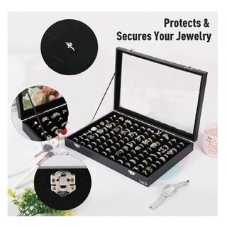 Foto 3 | Bandeja Organizador Anillos De Terciopelo Con 100 Ranuras Lab.g, Negro
