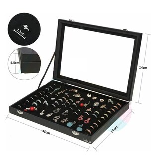 Foto 4 | Bandeja Organizador Anillos De Terciopelo Con 100 Ranuras Lab.g, Negro