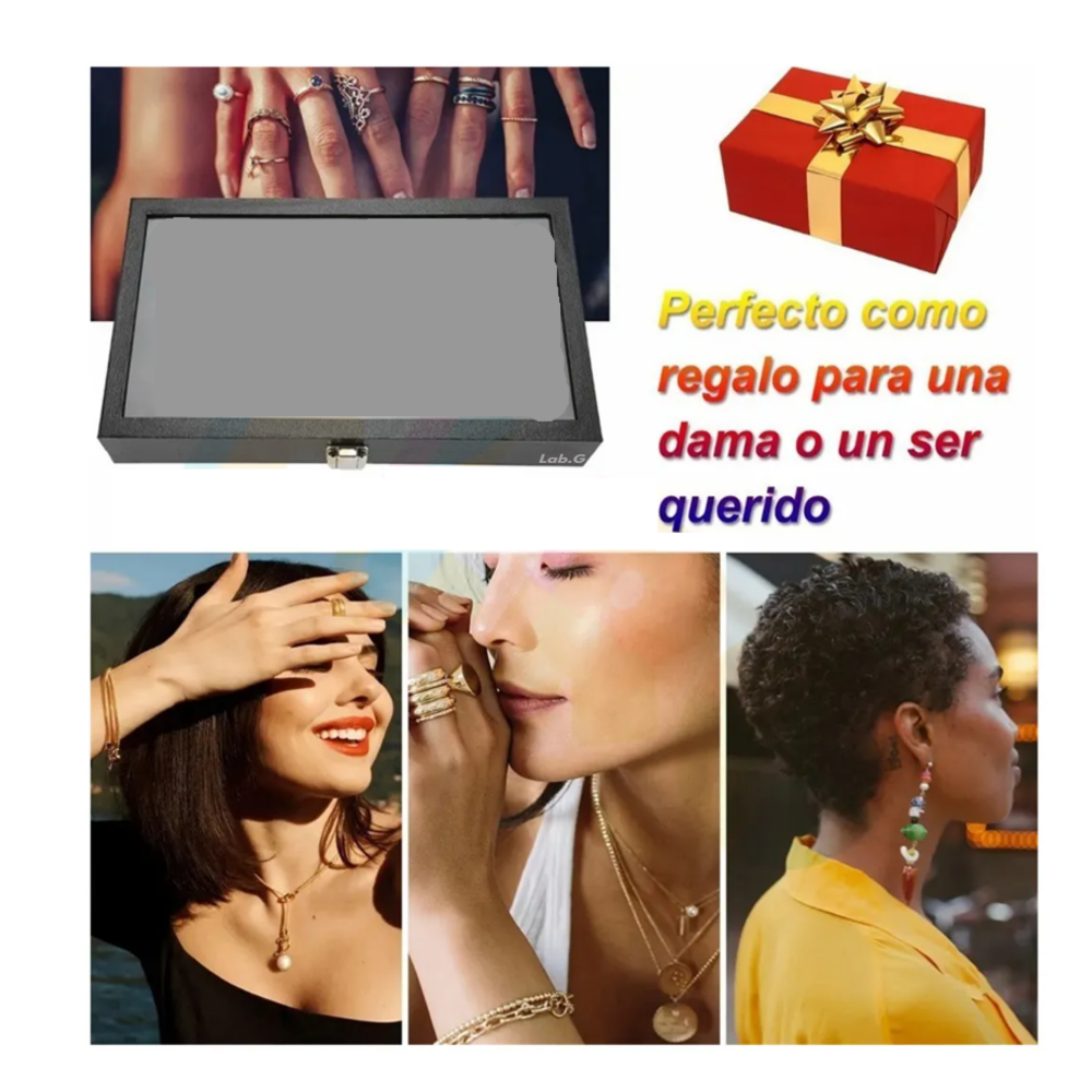 Foto 5 | Bandeja Organizador Anillos De Terciopelo Con 100 Ranuras Lab.g,  Negro