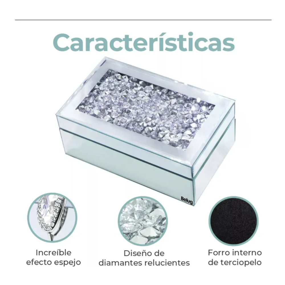 Foto 4 | Joyero Alhajero Acabado Espejo Y Diamantes Alhajero Grande Belug, Color Plateado