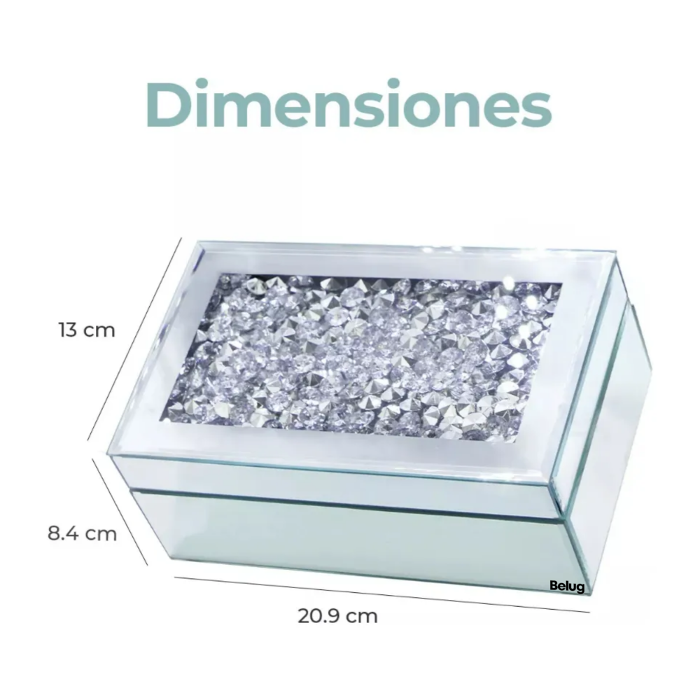 Foto 5 | Joyero Alhajero Acabado Espejo Y Diamantes Alhajero Grande Belug, Color Plateado