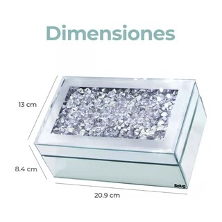 Foto 5 | Joyero Alhajero Acabado Espejo Y Diamantes Alhajero Grande Belug, Color Plateado
