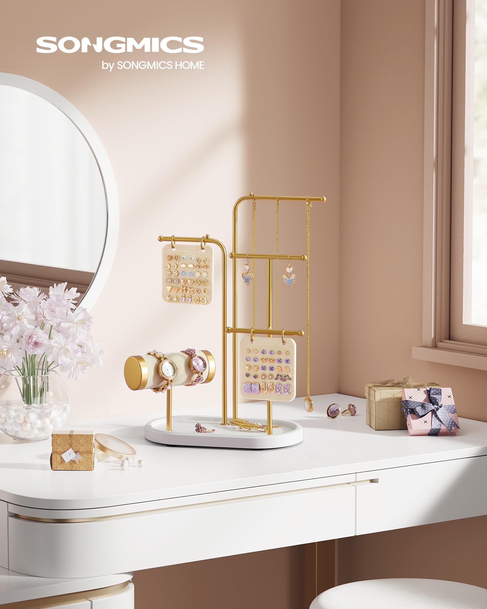 Foto 2 | Soporte Para Joyas Songmics, Organizador De Joyas, Dorado Metálico - Venta Internacional.