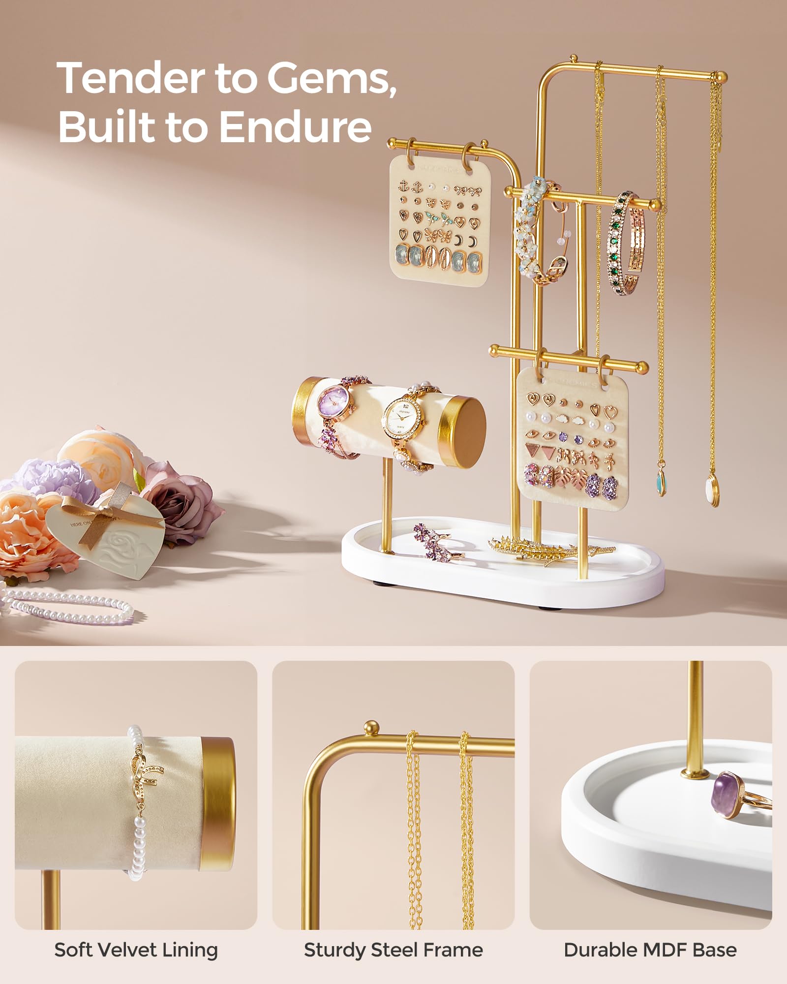 Foto 7 pulgar | Soporte Para Joyas Songmics, Organizador De Joyas, Dorado Metálico - Venta Internacional.