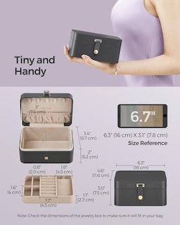 Foto 3 | Joyero Songmics Estuche De Viaje De 2 Capas Gris Pizarra Ujbc166g01 - Venta Internacional.
