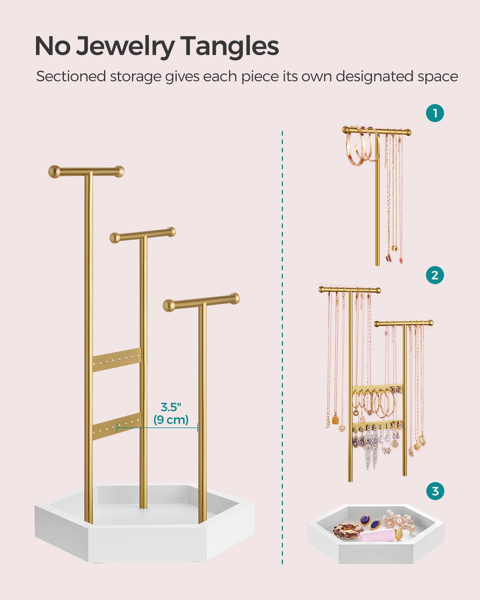 Foto 4 | Soporte Para Joyas Songmics Dorado Y Blanco Para Anillos Ujjs003a01 - Venta Internacional.