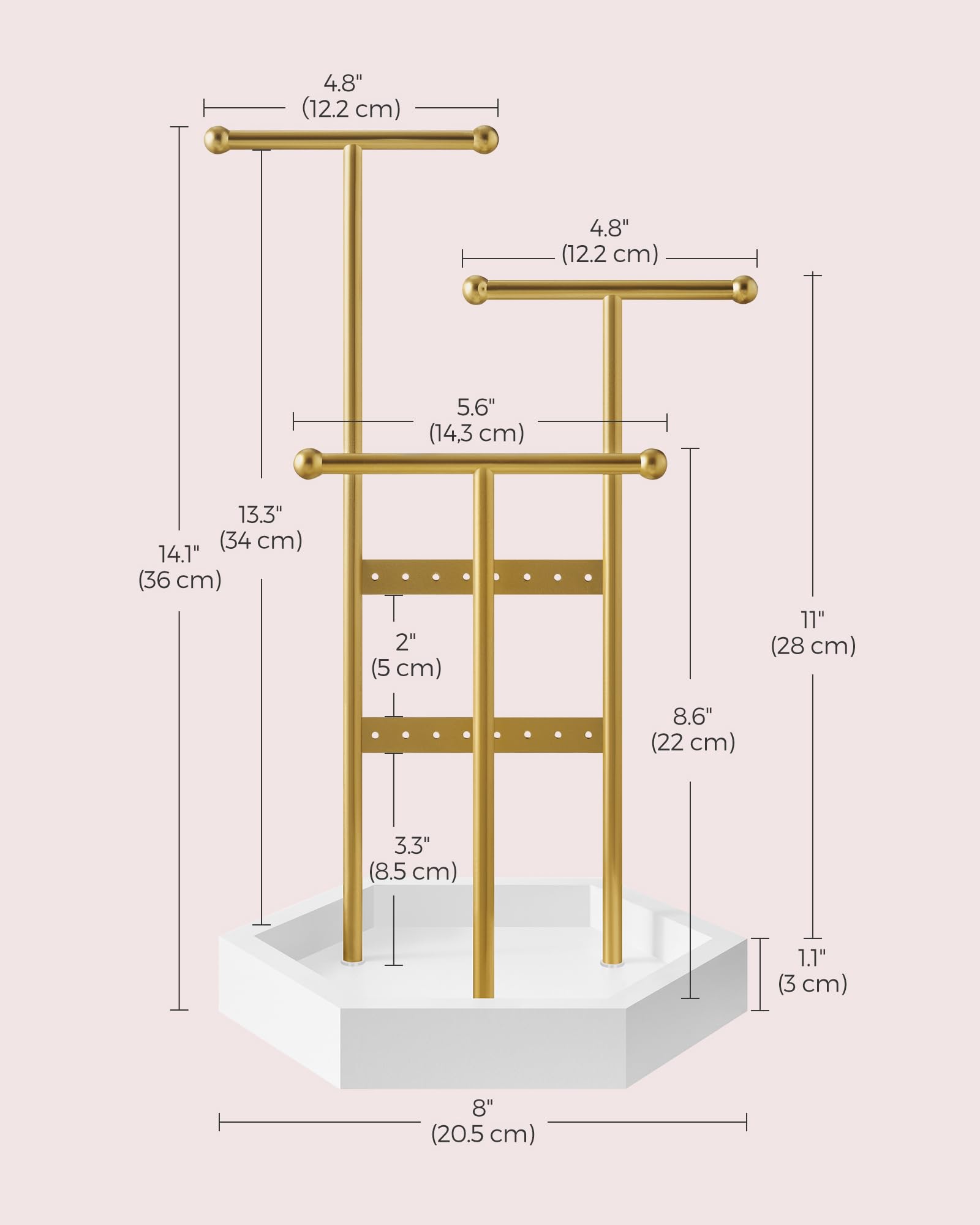 Foto 5 | Soporte Para Joyas Songmics Dorado Y Blanco Para Anillos Ujjs003a01 - Venta Internacional.