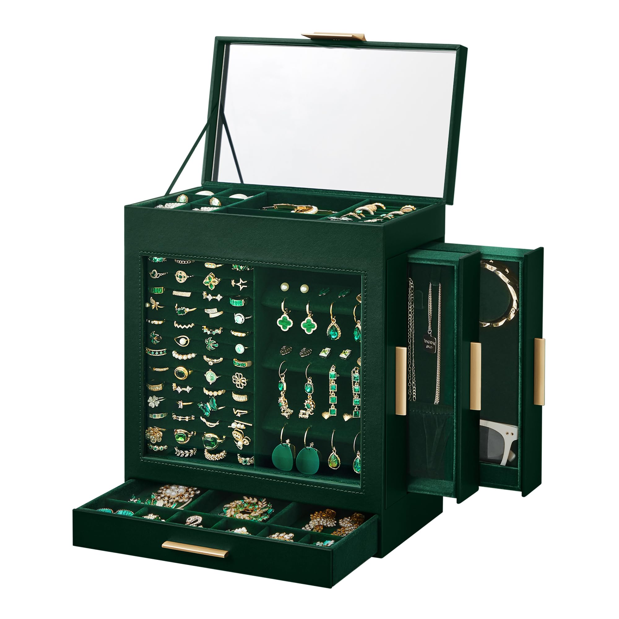 Foto 7 | Joyero Songmics De 5 Capas Con 3 Cajones Laterales, Color Verde Bosque - Venta Internacional.