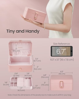 Foto 3 | Joyero Songmics Travel Organizador De 2 Capas, Color Rosa Gelatina - Venta Internacional.