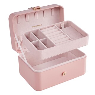 Foto 7 | Joyero Songmics Travel Organizador De 2 Capas, Color Rosa Gelatina - Venta Internacional.