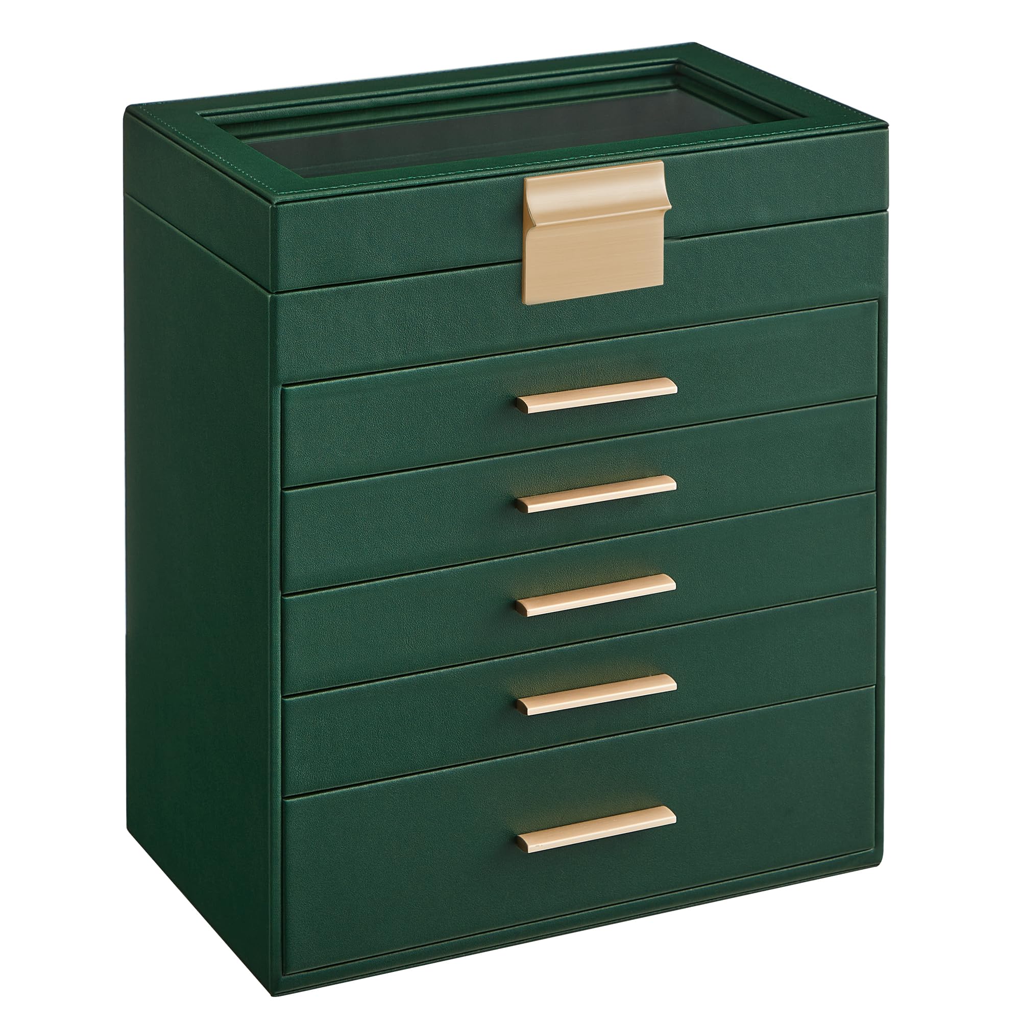Foto 1 | Joyero Songmics, Organizador De 6 Capas Con Tapa De Cristal, Color Verde Bosque - Venta Internacional.