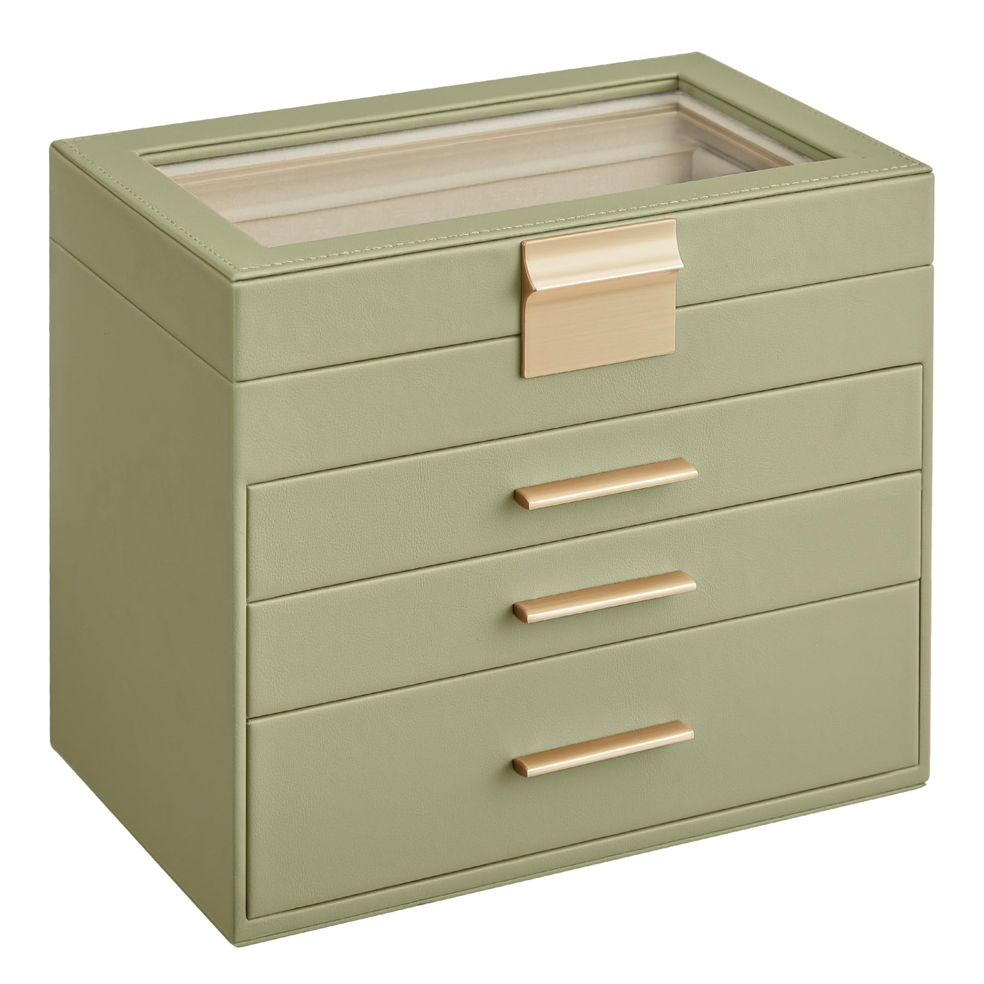 Foto 2 pulgar | Joyero Songmics, Organizador De 4 Capas Con Tapa De Cristal, Color Verde Laurel - Venta Internacional.