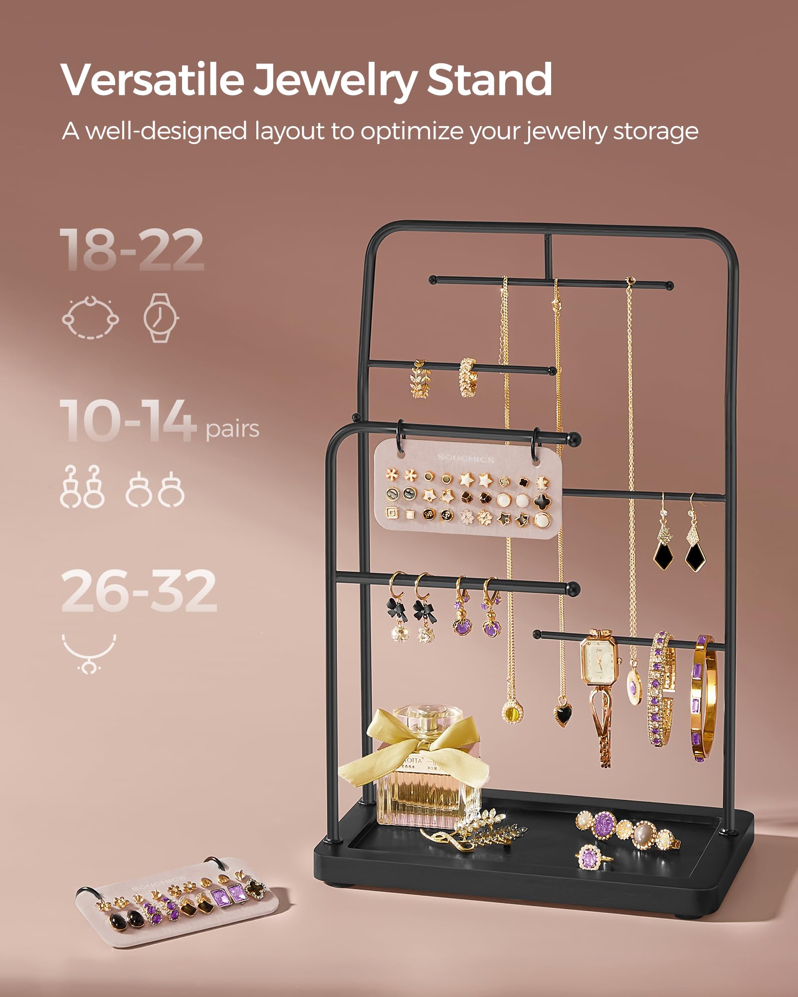 Foto 3 | Soporte Para Joyas Songmics, Organizador De Joyas, Tinta Negra, Ujjs024b01 - Venta Internacional.