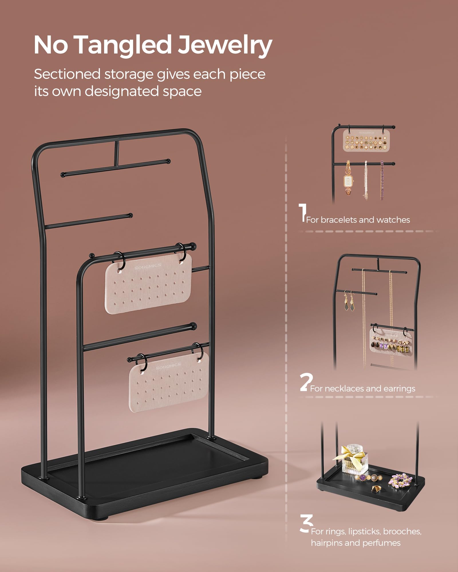 Foto 4 | Soporte Para Joyas Songmics, Organizador De Joyas, Tinta Negra, Ujjs024b01 - Venta Internacional.