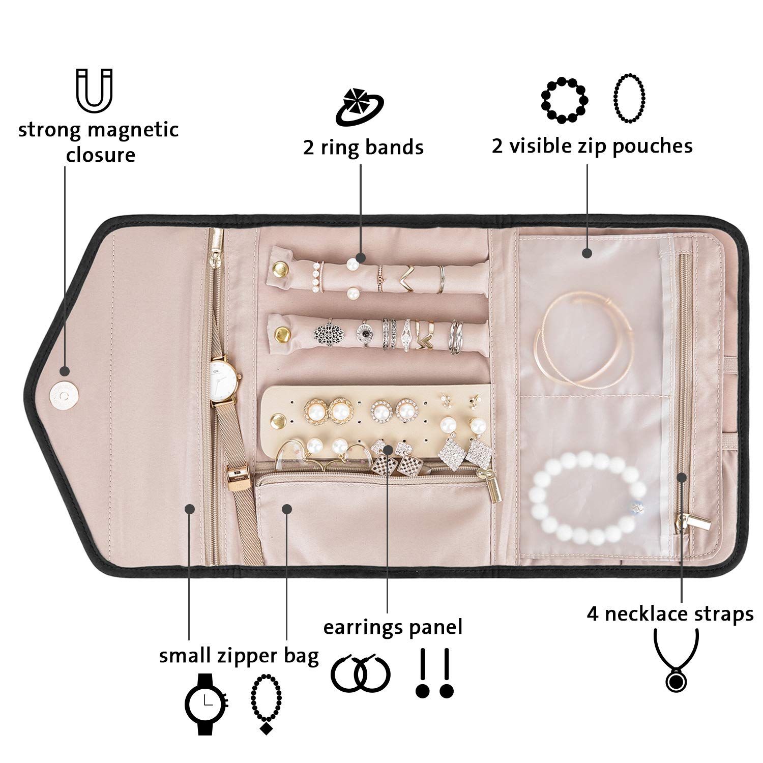 Foto 2 | Bolsa Organizadora De Joyas Bagsmart Travel Roll Negra - Venta Internacional.