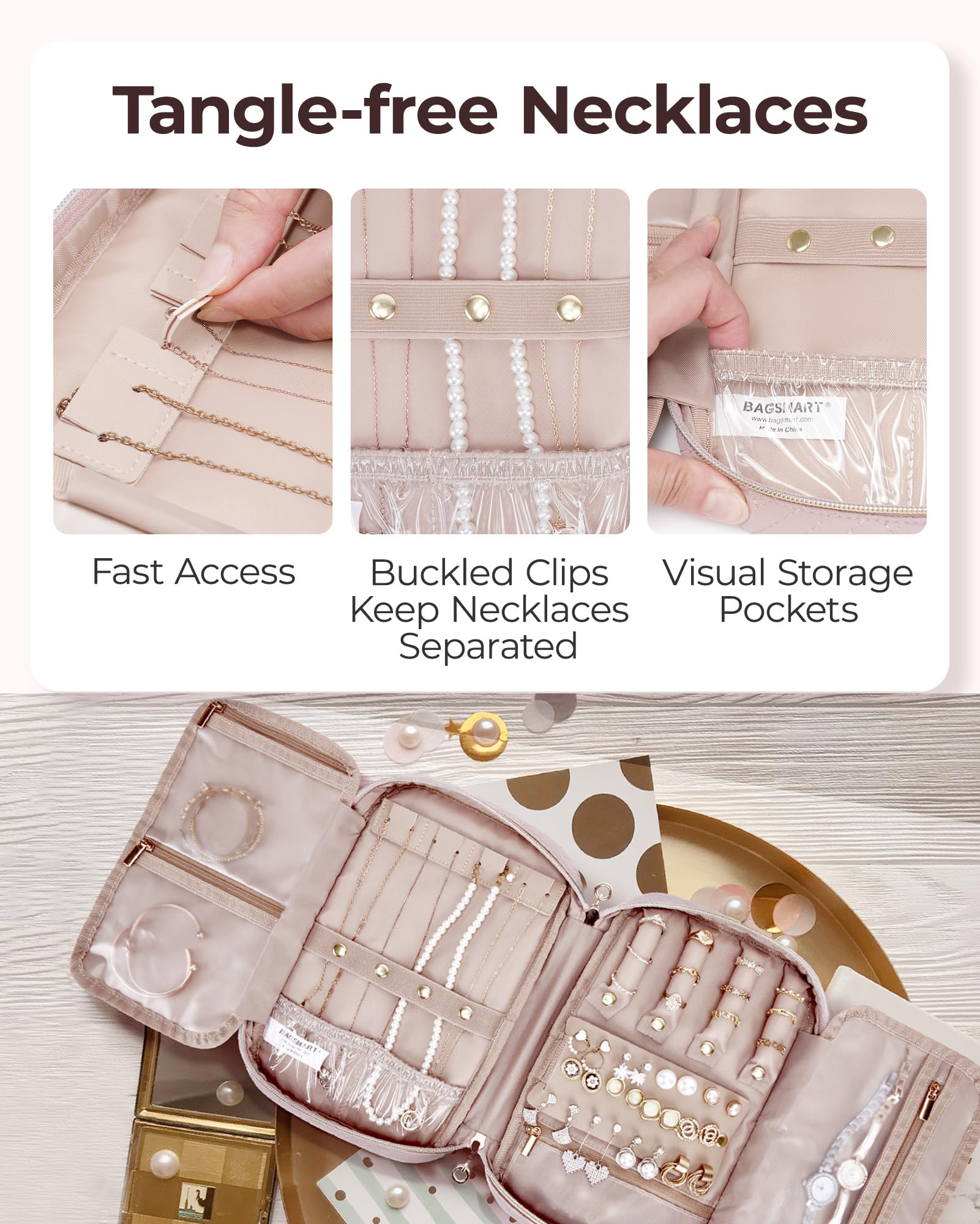 Foto 6 pulgar | Funda Organizadora De Joyas Bagsmart Travel Para Collares Y Pendientes - Venta Internacional.