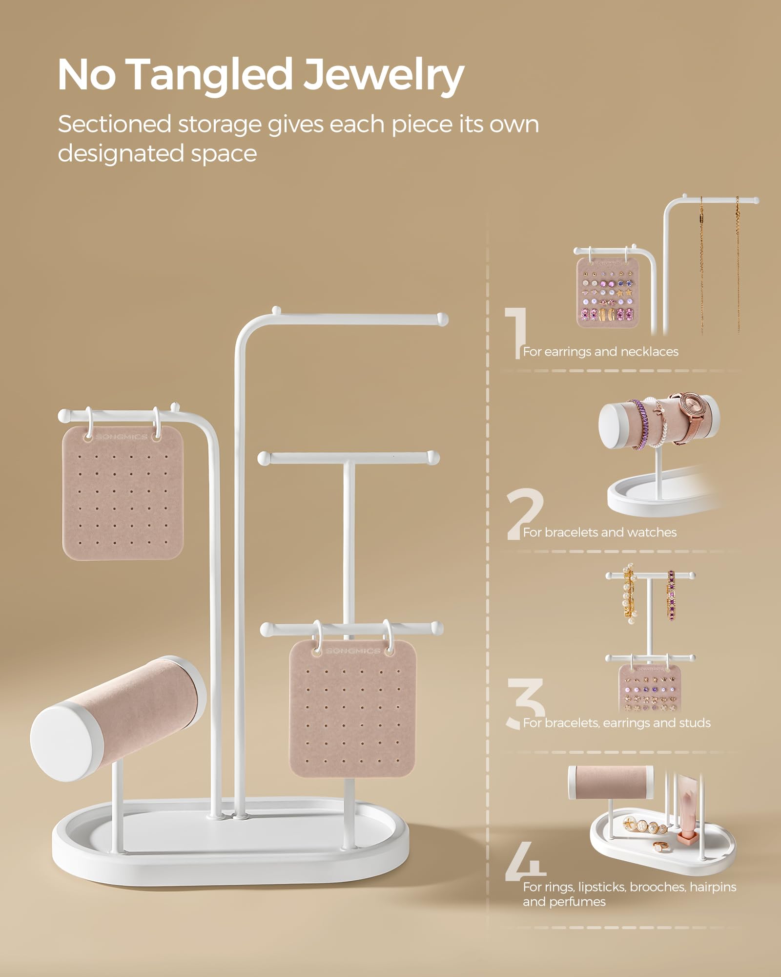 Foto 5 pulgar | Soporte Para Joyas Songmics, Organizador De Joyas, Color Blanco Nube, Ujjs025w01 - Venta Internacional.