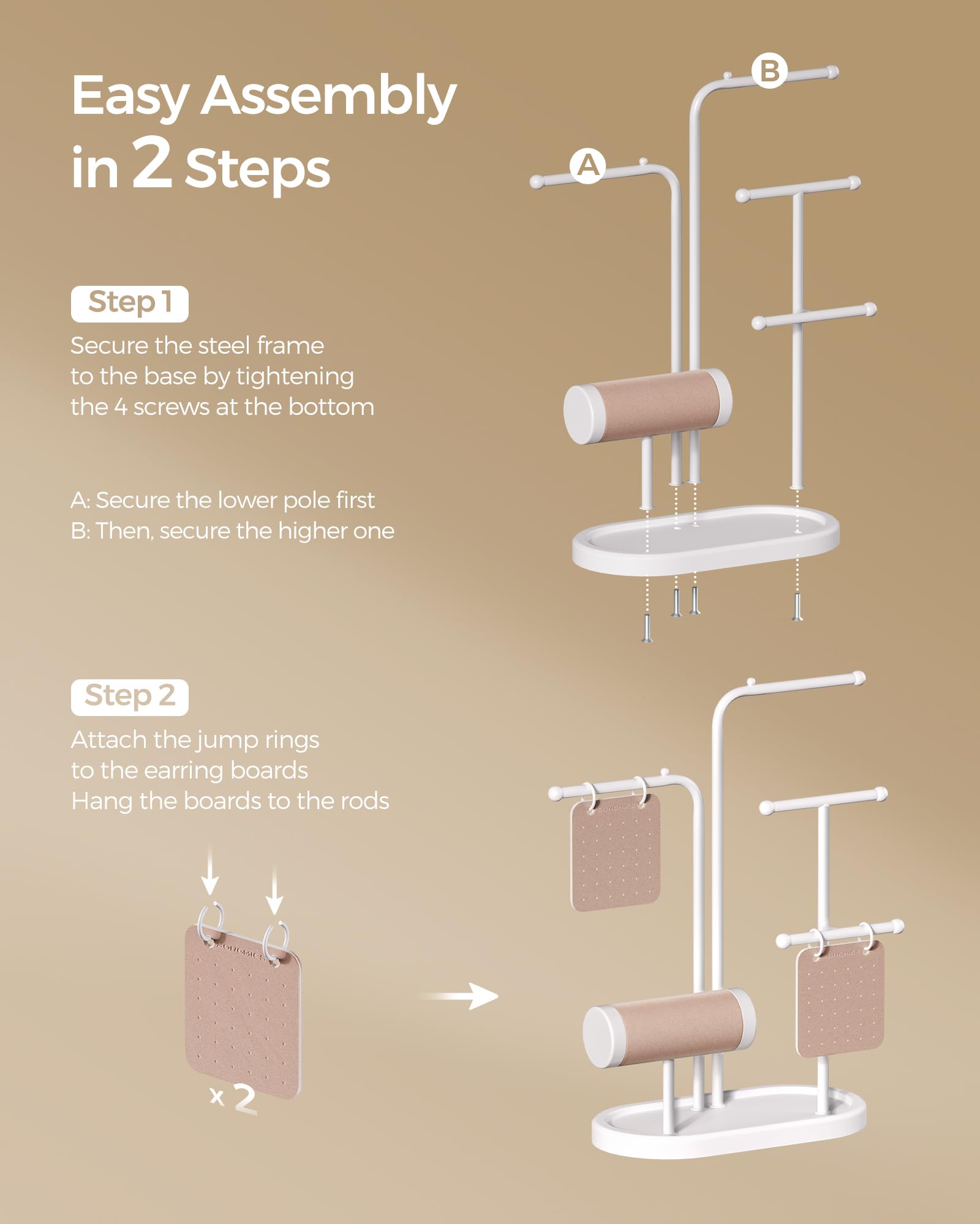 Foto 7 | Soporte Para Joyas Songmics, Organizador De Joyas, Color Blanco Nube, Ujjs025w01 - Venta Internacional.