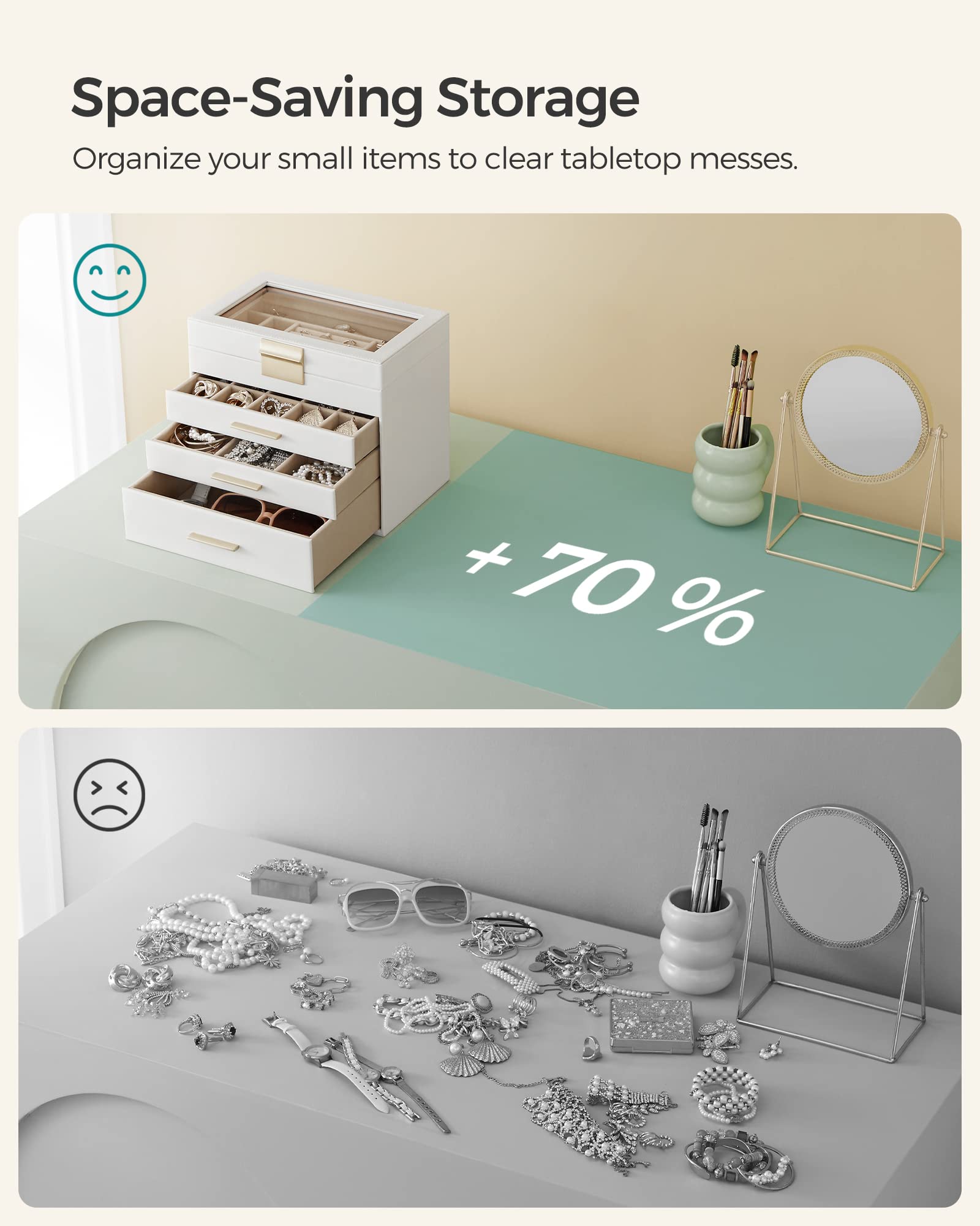 Foto 4 | Joyero Songmics Organizador De 4 Capas Con Tapa De Cristal Y 3 Cajones - Venta Internacional.