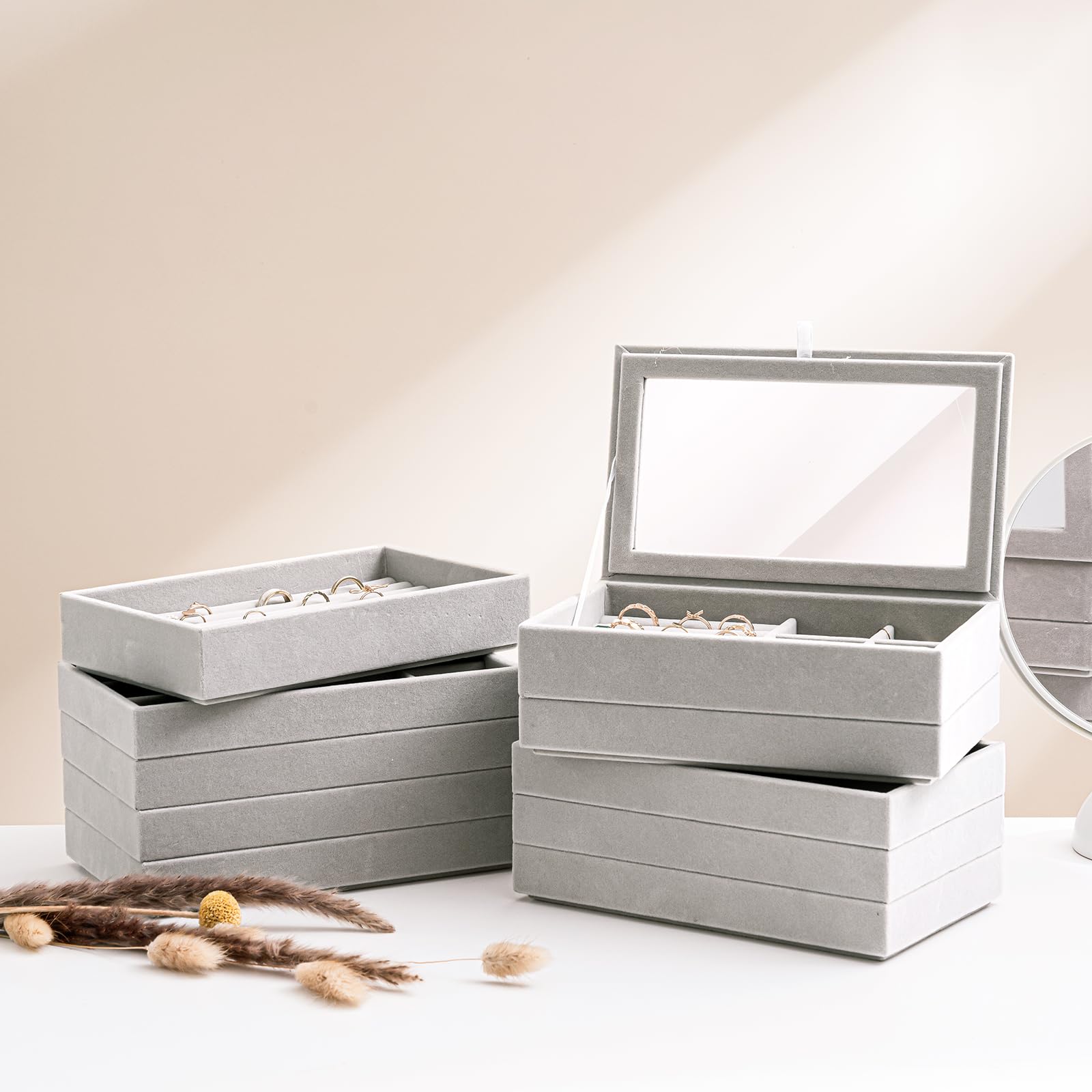Foto 5 pulgar | Bandeja Organizadora De Joyas Procase, 10 Capas, Terciopelo Gris - Venta Internacional.