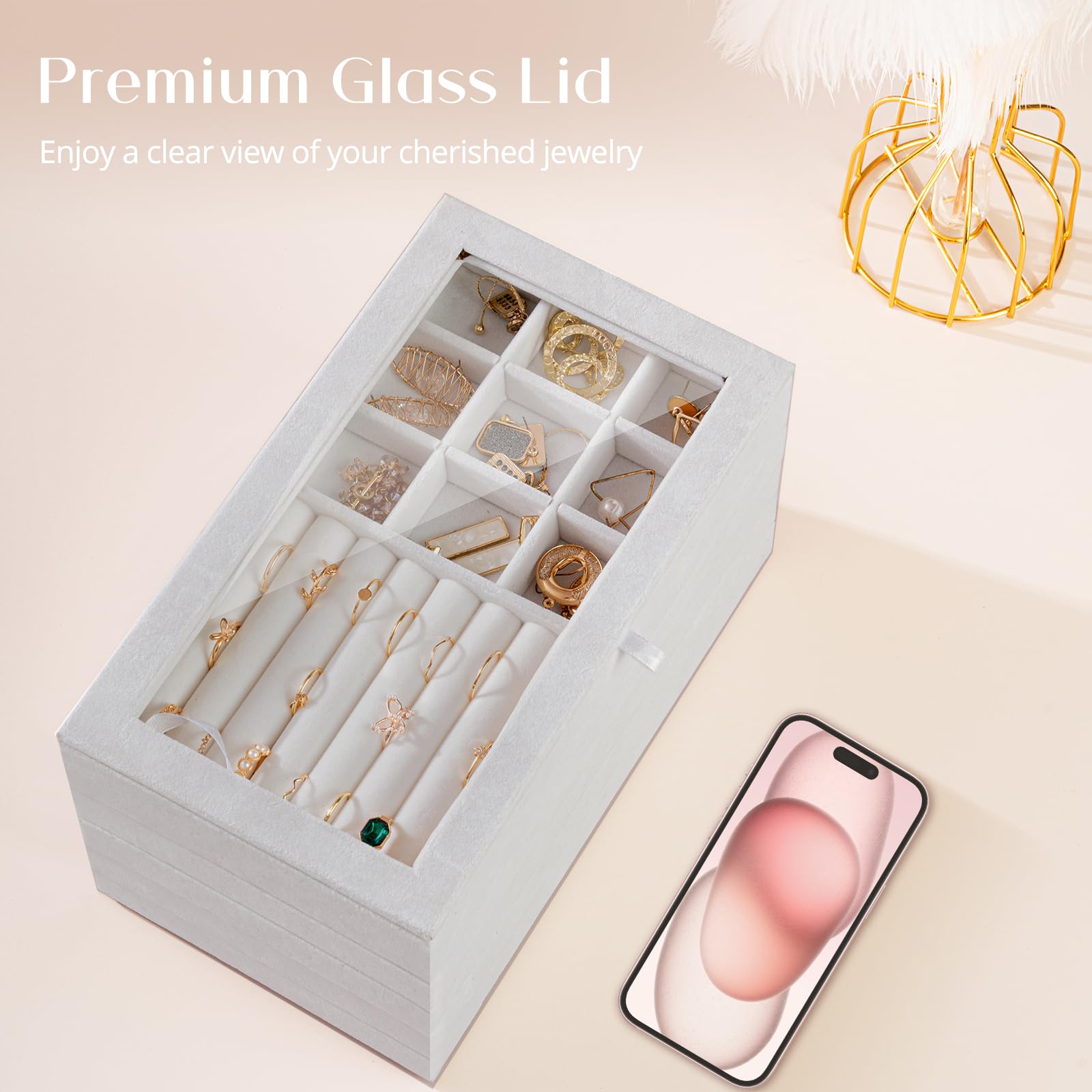 Foto 5 | Bandeja Organizadora De Joyas Procase, 10 Capas, Terciopelo Gris - Venta Internacional.
