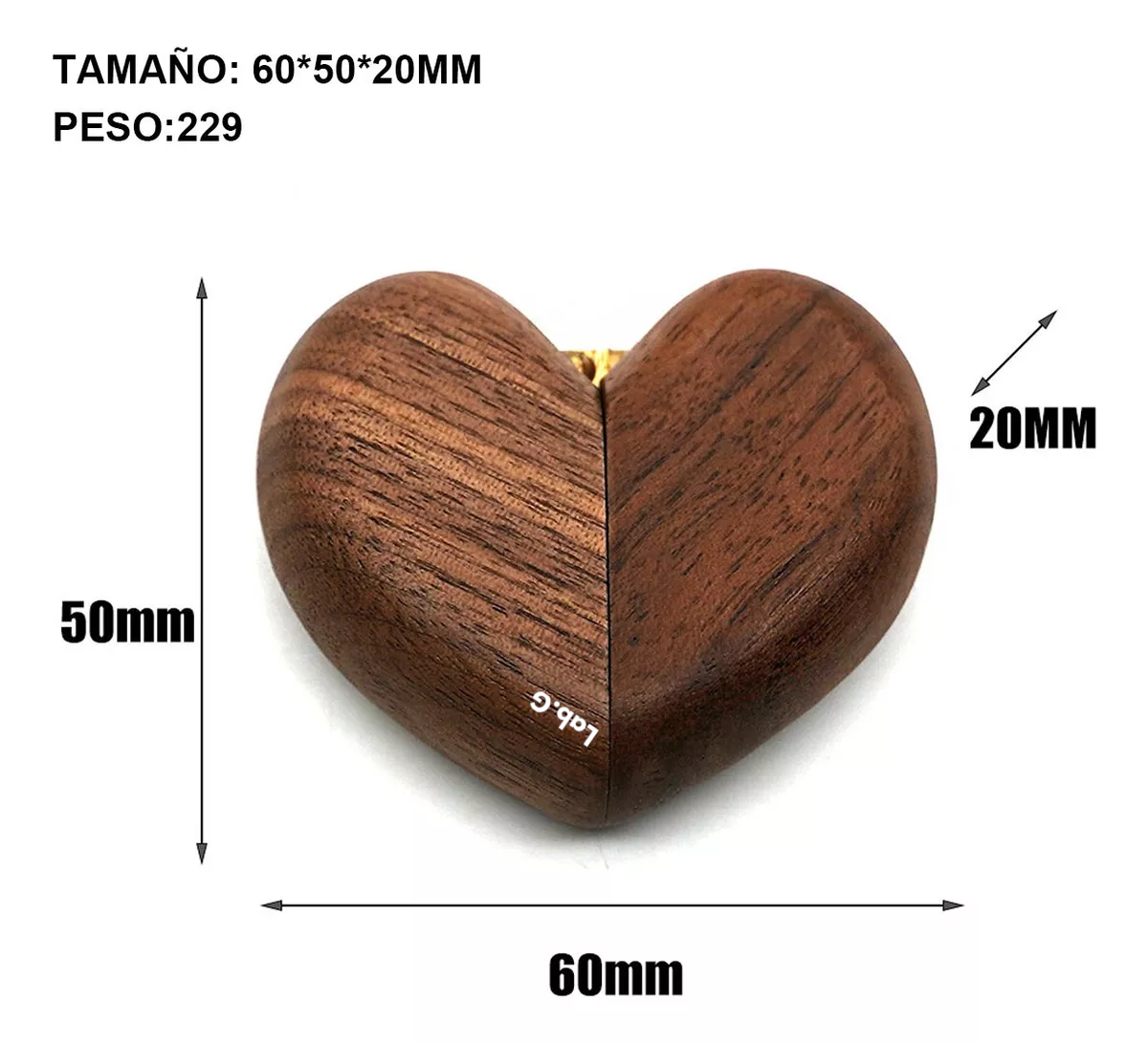 Foto 6 pulgar | Caja Corazón Giratoria de Madera para Anillos Lab.g Cafe