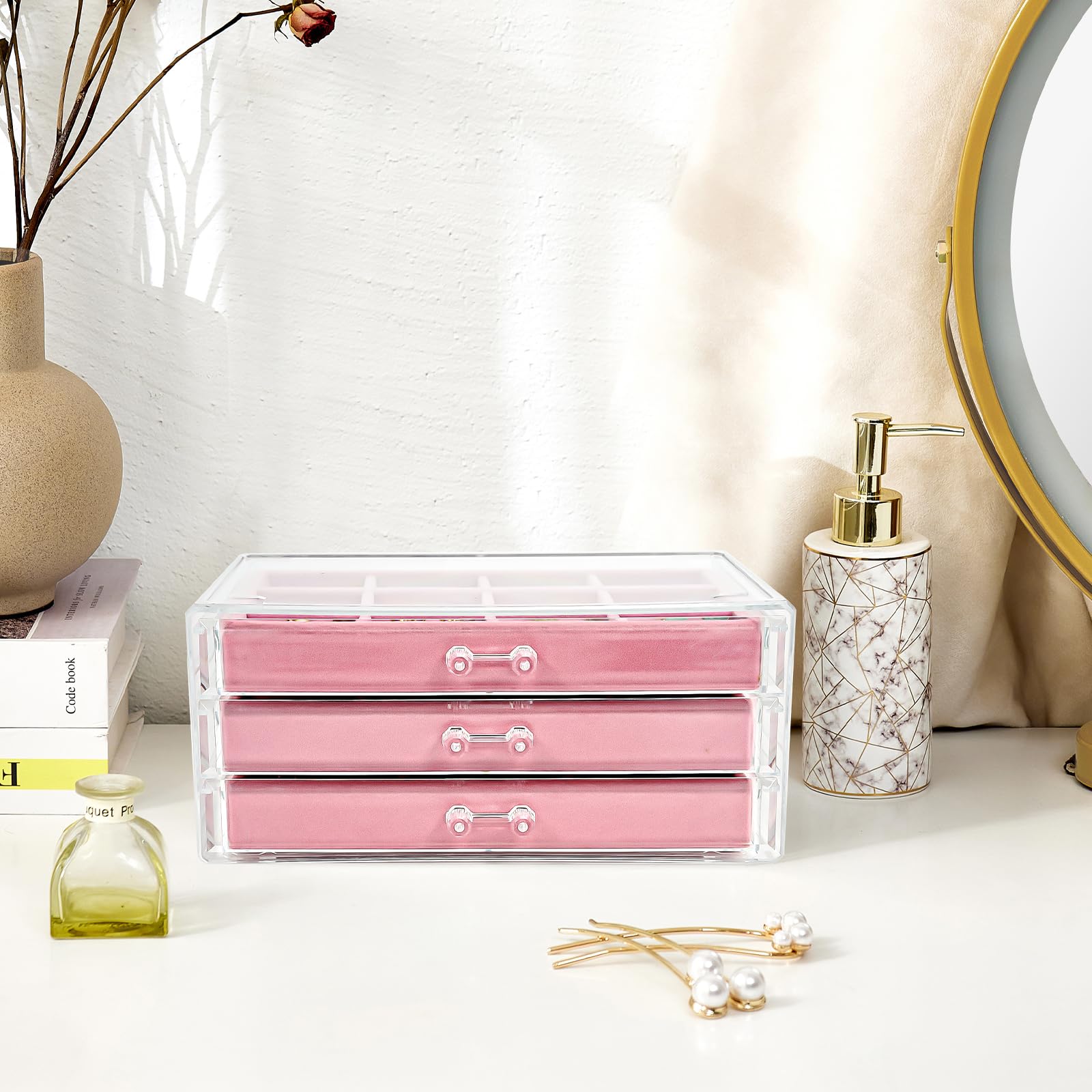 Foto 6 | Joyero Procase, Organizador De Pendientes, 3 Cajones, Color Rosa - Venta Internacional.