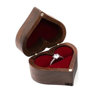 Foto 1 | Caja Corazón de Madera para Anillos Lab.g Cafe Oscuro