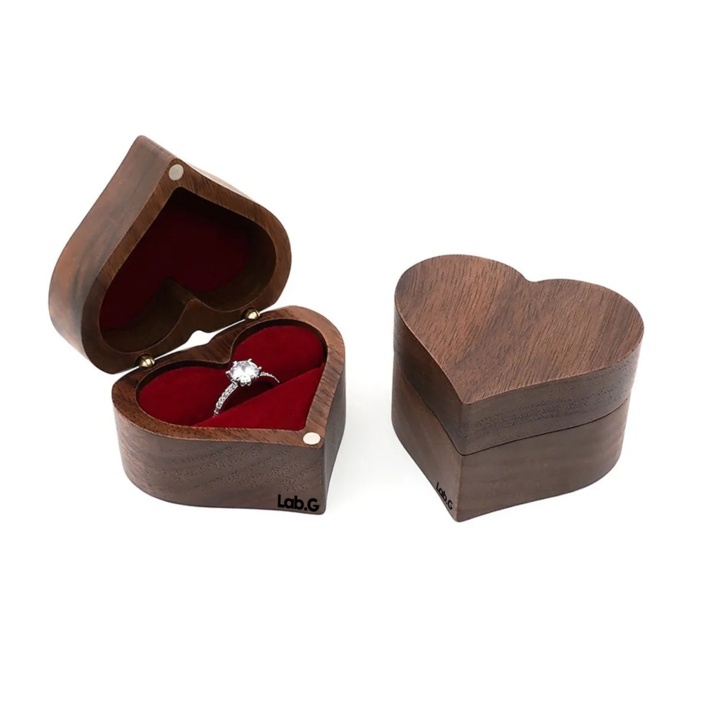 Foto 3 pulgar | Caja Corazón de Madera para Anillos Lab.g Cafe Oscuro