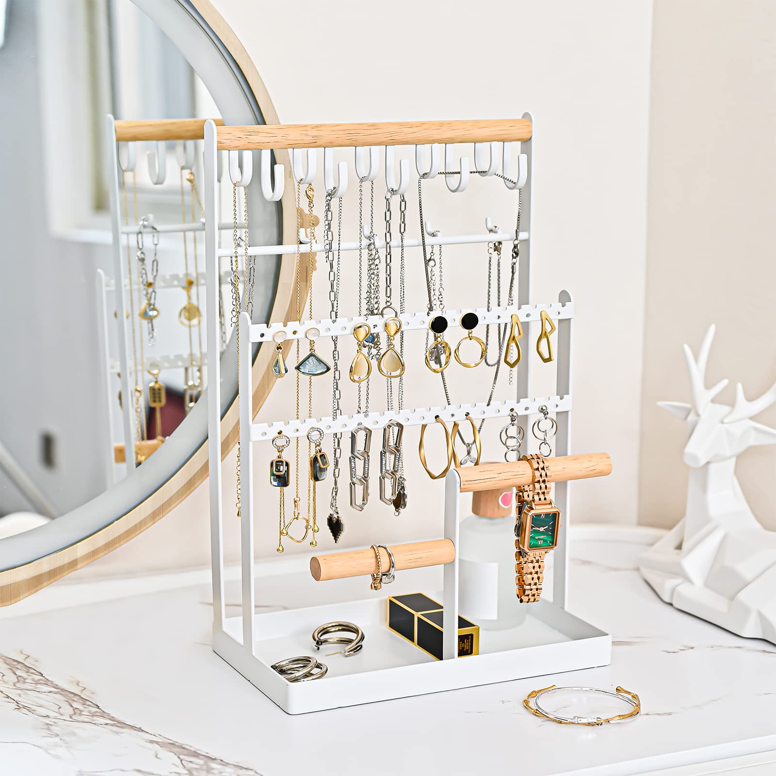 Foto 4 pulgar | Soporte Organizador De Joyas Procase De 6 Niveles Con 15 Ganchos, Blanco - Venta Internacional.