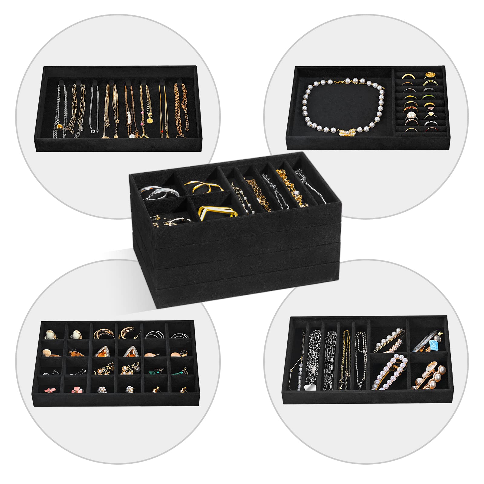 Foto 4 | Bandejas Organizadoras De Joyas Procase Apilables Para Cajones, Color Negro - Venta Internacional.