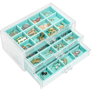 Foto 1 | Joyero Procase, Organizador De Pendientes, 3 Cajones, Color Aguamarina - Venta Internacional.