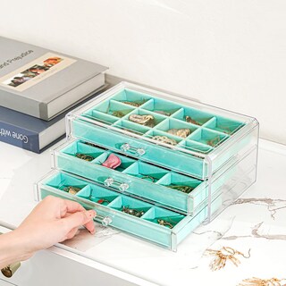 Foto 3 | Joyero Procase, Organizador De Pendientes, 3 Cajones, Color Aguamarina - Venta Internacional.