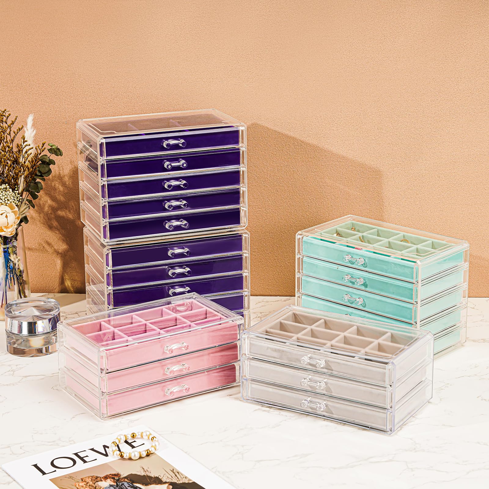 Foto 5 | Joyero Procase, Organizador De Pendientes, 3 Cajones, Color Aguamarina - Venta Internacional.