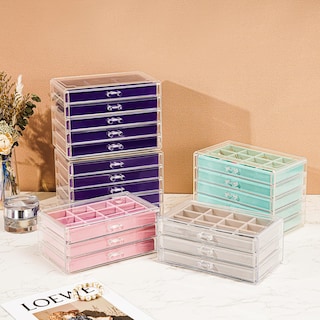 Foto 5 | Joyero Procase, Organizador De Pendientes, 3 Cajones, Color Aguamarina - Venta Internacional.