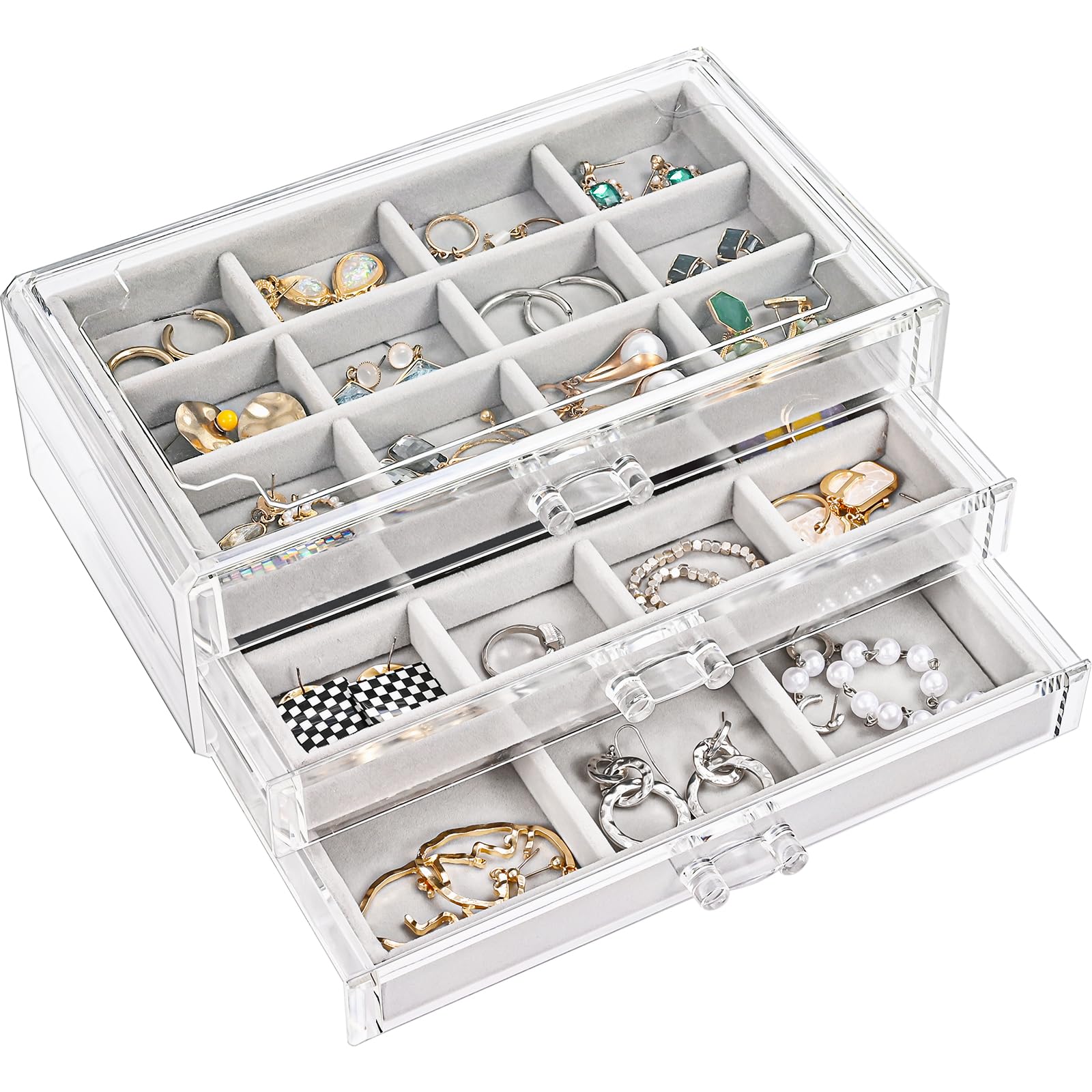 Foto 1 | Joyero Procase Organizador Para Pendientes Con 3 Cajones, Color Gris - Venta Internacional.