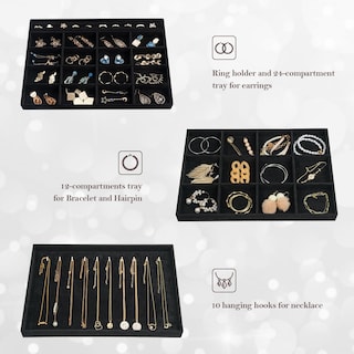 Foto 3 | Organizador De Joyas Procase, Apilable, Grande, Paquete De 3 Unidades, Terciopelo - Venta Internacional.