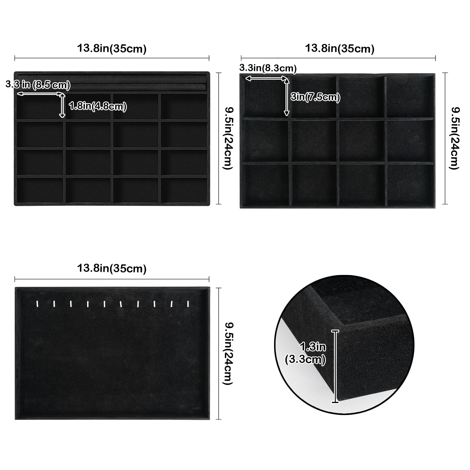 Foto 5 pulgar | Organizador De Joyas Procase, Apilable, Grande, Paquete De 3 Unidades, Terciopelo - Venta Internacional.