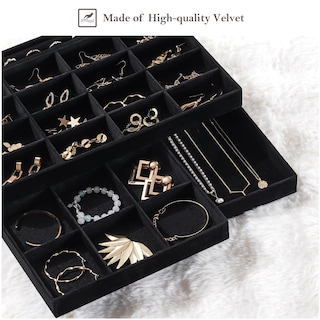 Foto 5 | Organizador De Joyas Procase, Apilable, Grande, Paquete De 3 Unidades, Terciopelo - Venta Internacional.
