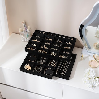 Foto 7 | Organizador De Joyas Procase, Apilable, Grande, Paquete De 3 Unidades, Terciopelo - Venta Internacional.