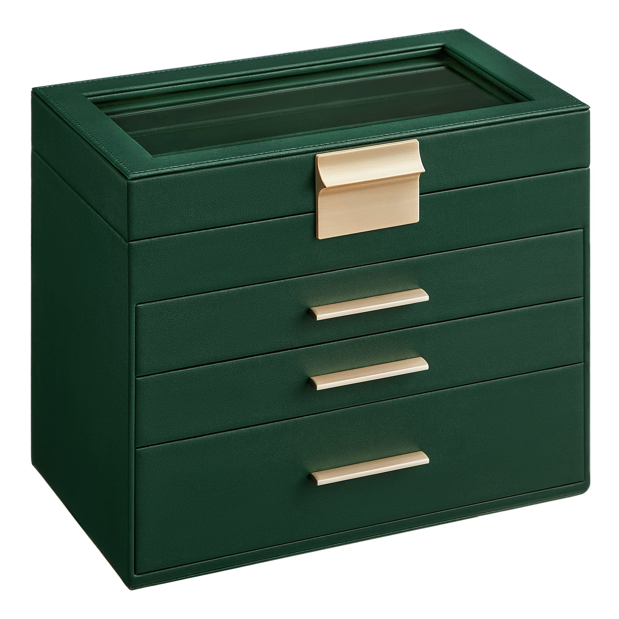 Foto 2 pulgar | Joyero Songmics, Organizador De 4 Capas Con Tapa De Cristal, Color Verde Bosque - Venta Internacional.