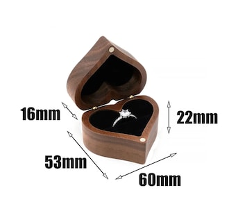 Foto 2 | Caja Corazón Belug De Madera Nogal Para Anillos De Boda Compromiso Cafe Oscuro Negro