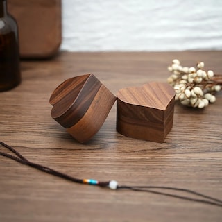 Foto 3 | Caja Corazón Belug De Madera Nogal Para Anillos De Boda Compromiso Cafe Oscuro Negro