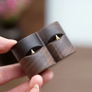 Foto 4 | Caja Corazón Belug De Madera Nogal Para Anillos De Boda Compromiso Cafe Oscuro Negro