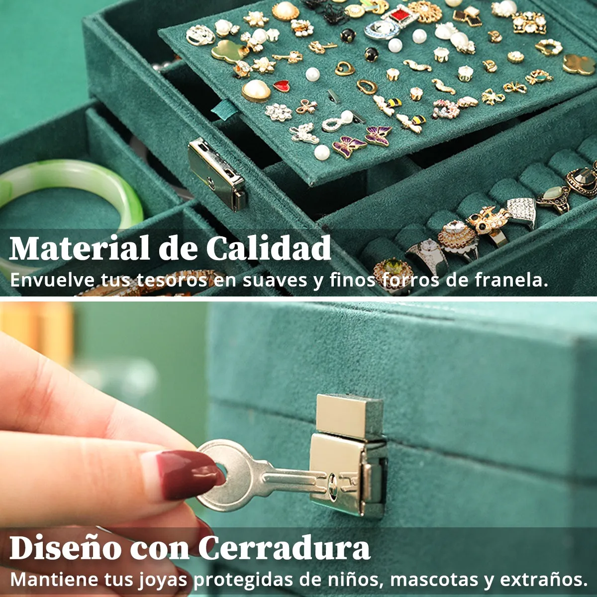 Foto 5 pulgar | Estuche Caja Joyería Retro Multifuncional Lab.g Verde